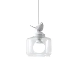 Modern Iron Glass Pendent Lights Bedroom Bedside Home Decor Living Room Kitchen Hanging Lamps Nordic Resin Bird Light Fixtures