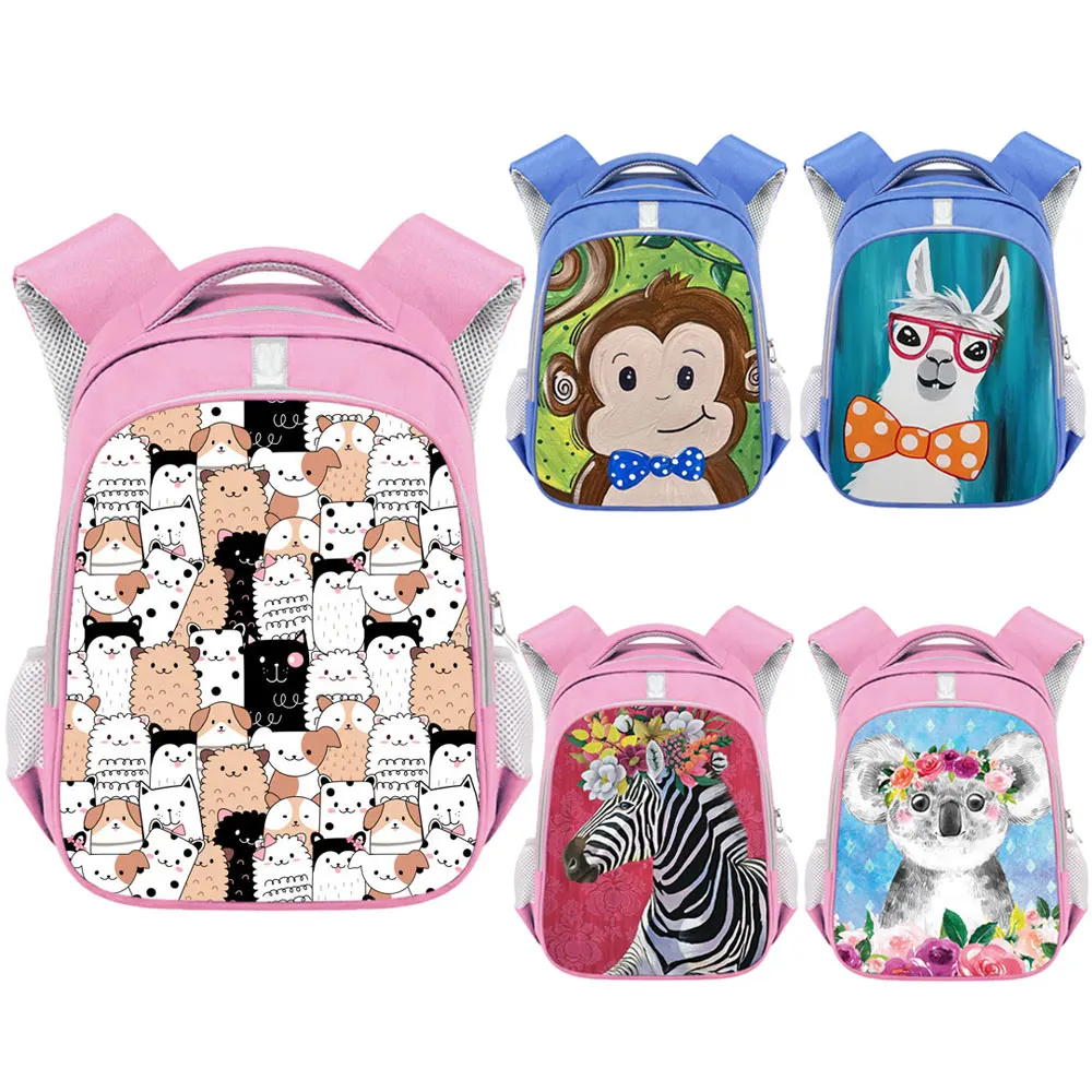 Cartoon Animal Zebra Monkey Koala Alpaca Children School Bags for Boy Girls Kindergarten Backpack Kid Toddler Bag Kawaii Bookbag