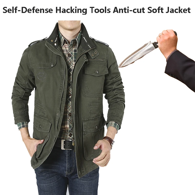 Plus Size Men's Safety Jacket Invisible Flexible Anti-Cut And Anti-Stab Swat Police Fbi Military Tactical Anti-Hacking Clothing