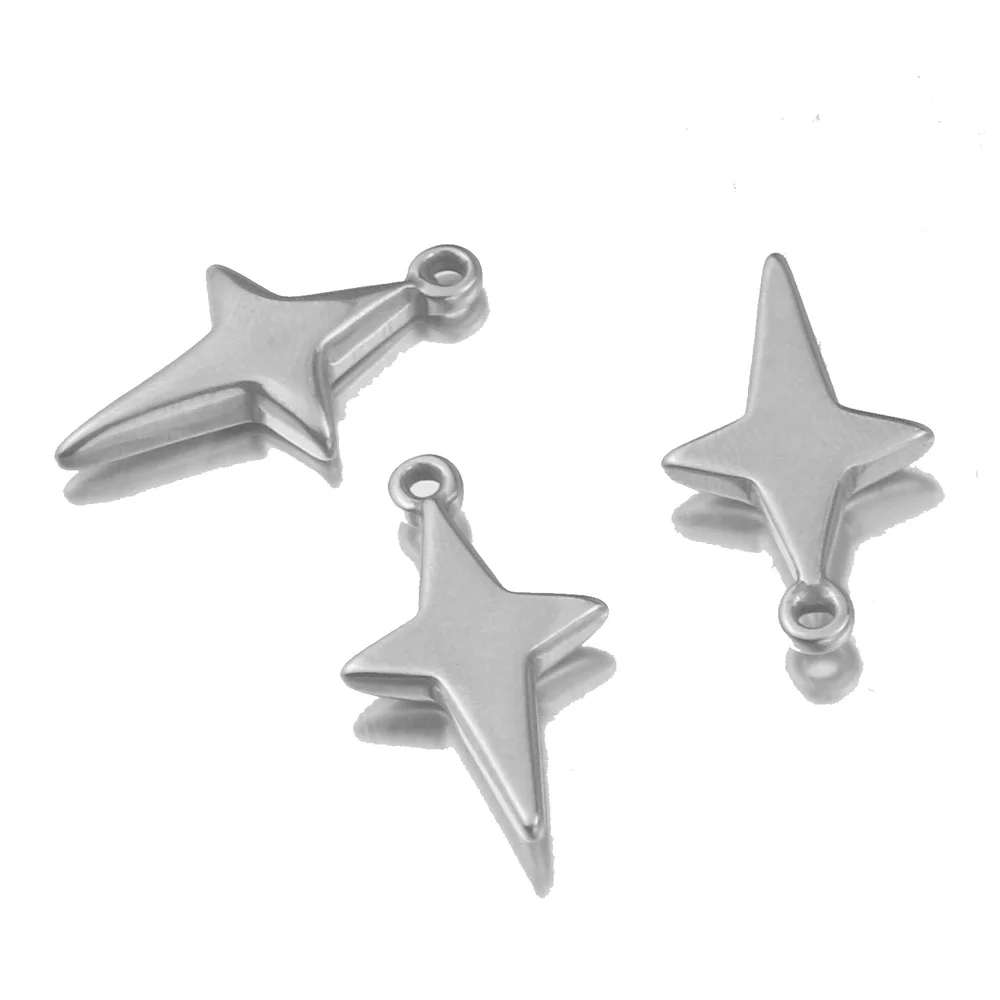 

5pcs/lot 3d Stainless Steel Charms Mini Long Stars Charms 23x13mm for DIY Jewelry Making Finding Accessories Christmas Charms