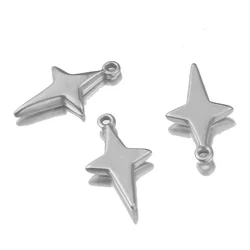 5pcs/lot 3d Stainless Steel Charms Mini Long Stars Charms 23x13mm for DIY Jewelry Making Finding Accessories Christmas Charms