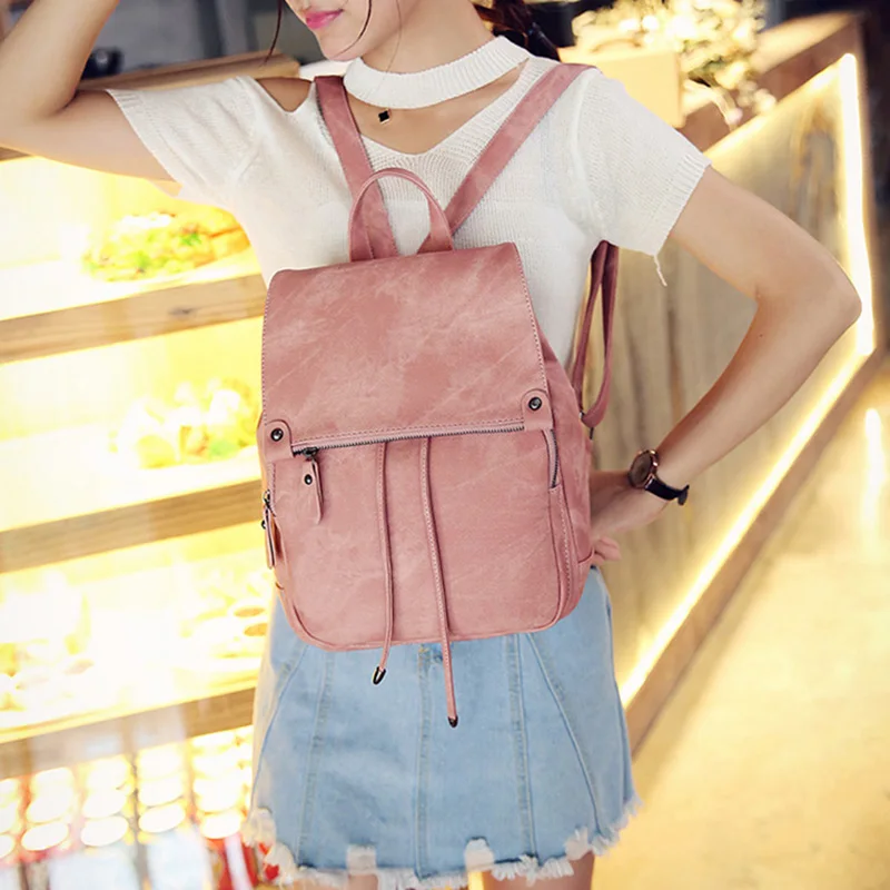 Vintage Leather Bagpack Women Backpacks High Quality Multifunctional Shoulder Bag Female Girls Backpack Retro Schoolbag XA533H