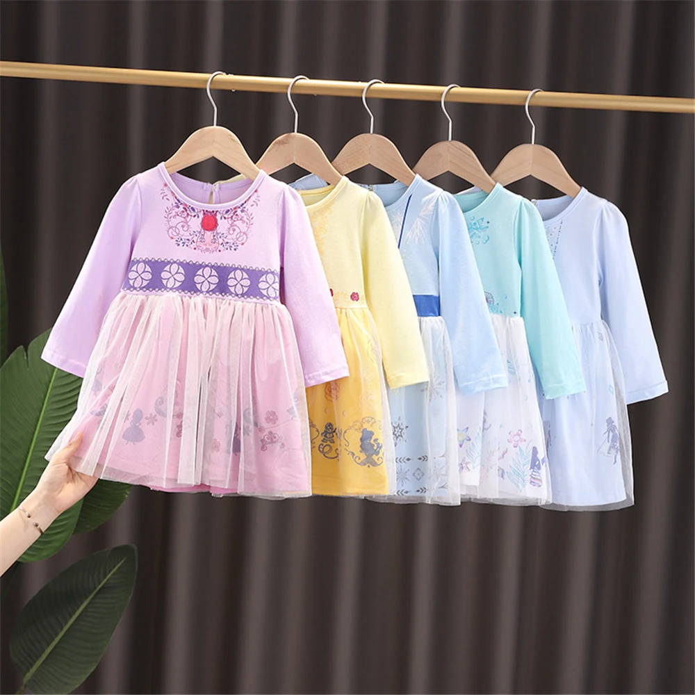 Christmas Little Girl Elsa Rapunzel Ariel Sofia Dress Up Baby Long Sleeve Cotton Velvet Clothes 1 2 3 Year Birthday Party Dress