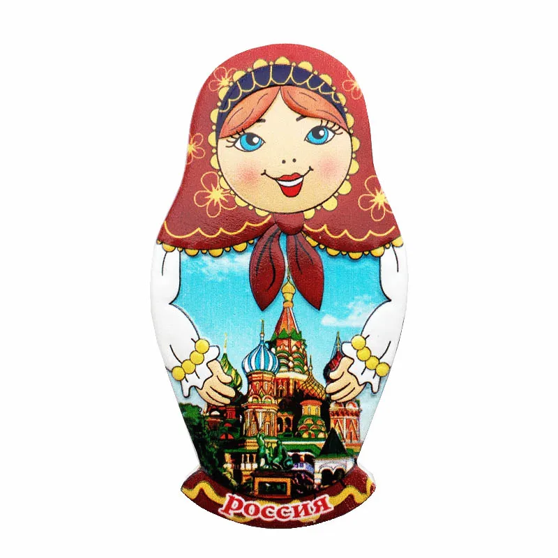 Russia Matryoshka Doll Tourist Souvenir Fridge Magnets Decoration Articles Handicraft Magnetic Refrigerator Collection Gifts