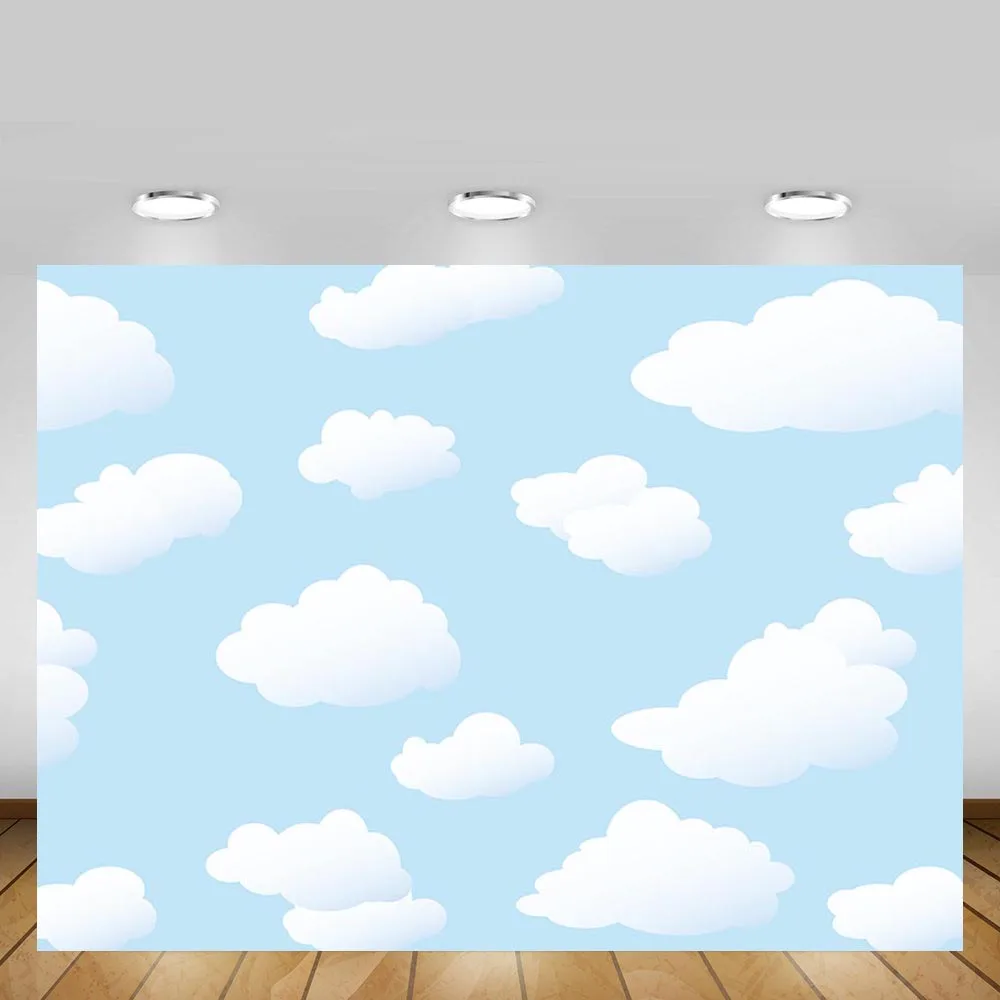 

Mehofond Blue Sky White Clouds Photography Backdrops Newborn Baby Shower Kids Birthday Party Custom Background Photophone Studio