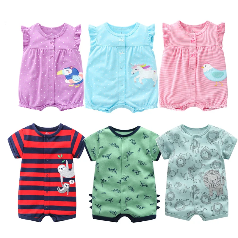 2020 Baby Boys Rompers Summer Baby Girl Clothes Kids Short Sleeve Clothing 100% Cotton Newborn Rompers Infant Jumpsuits 0-24M