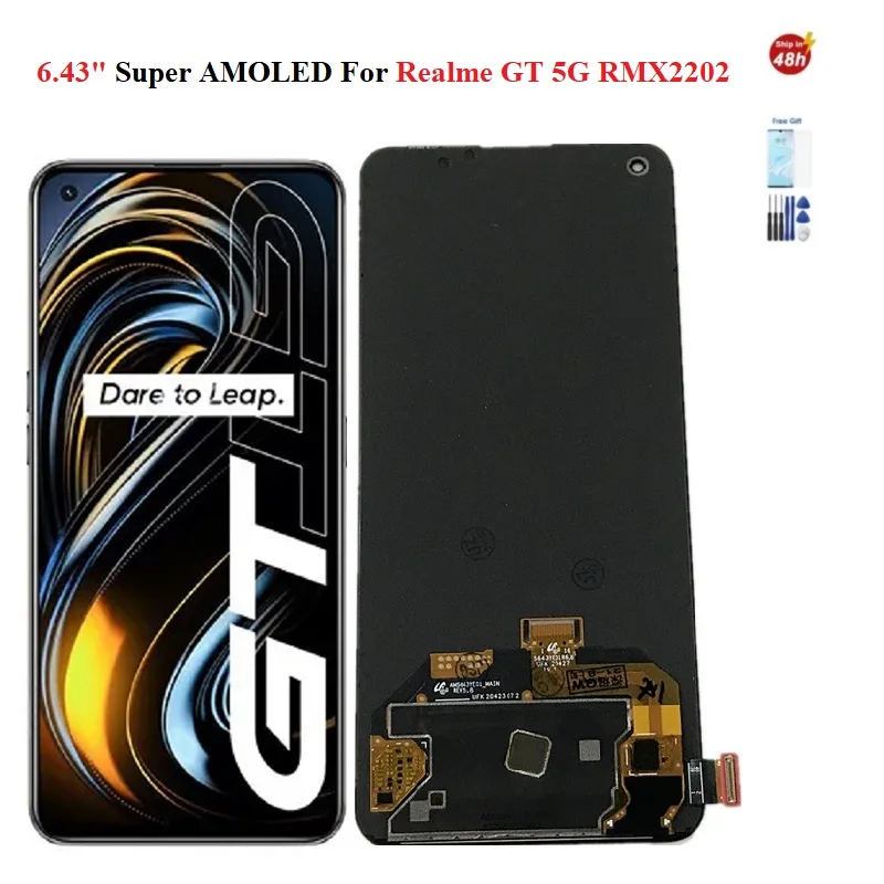 6,43 дюймовый Super AMOLED для Realme GT 5G LCD RMX2202 дисплей сенсорный экран дигитайзер для ЖК-экрана Real GT RMX2202