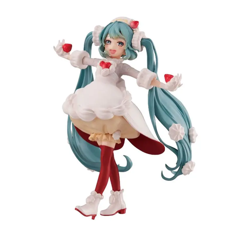 Original Anime Figurine FuRyu Figure Strawberry Sweetheart Hatsune Miku 17cm PVC Kawaii Doll Collection Model Kids Toys Gifts