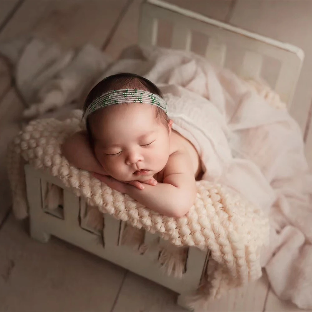 Newborn Photography Vintage Wooden Bed Baby Photoshoot Props Furniture For Studios Photo Shooting Infant Crib Studio Accessories