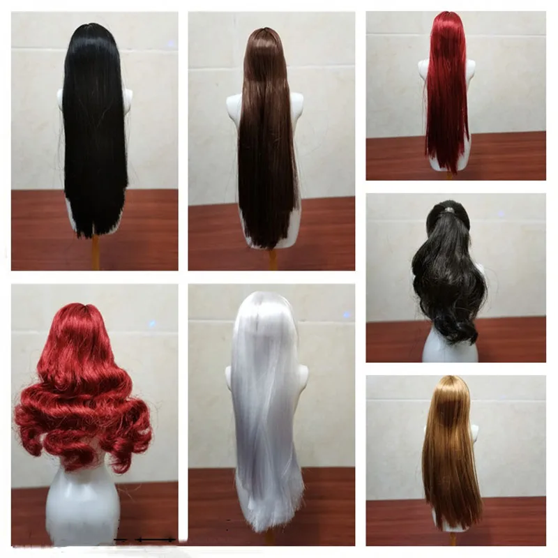 DIY Red/Gold 26 Colors 1/6 Scale Women's Hair Wig Kumik Long Hair Wig Model for 12 