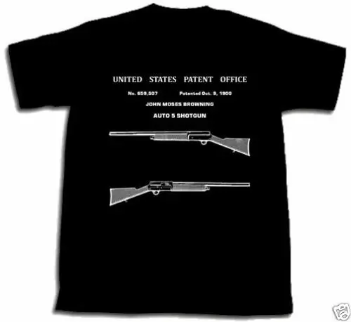 New Top Tees Tshirts  Browning Auto 5 Shotgun Patent Shirt A5 Tshirt New S M L Xl 2Xl Shot Gunt Shirts Custom Aldult Teen Unisex