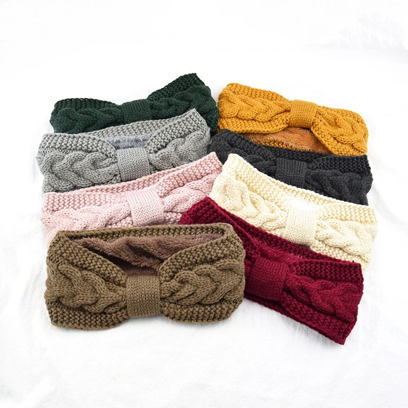 Winter Knitted Woolen Headband Warm Fleece Hairbands for Women Girls Wide Turban Crochet Hair Bands Headwrap Hair accessories