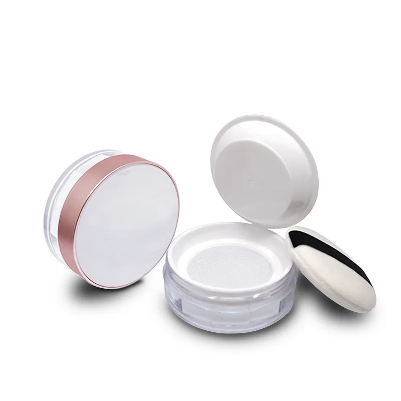 

10Pcs 15G Loose Powder Sifter Container Rose Gold Cosmetic Makeup Jar Pot Portable Powder Compact Loose Powder Jars with Puff