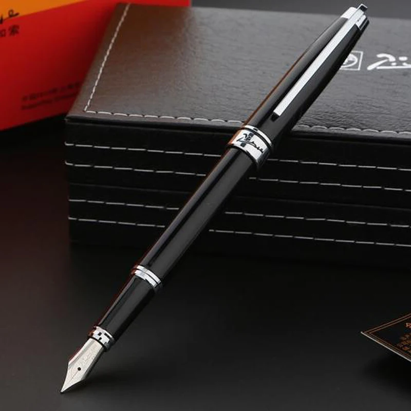 

Picasso Pimio High-end Black Elegant Metal Iridium Fine Nib Fountain Pen Professional Office School Writing Tool New Arrival