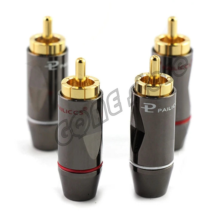 金メッキ真鍮Hifi RCAプラグ,RCAケーブルアダプタコネクタ,CDおよびDVDプレーヤー,オーディオおよびビデオ,4個