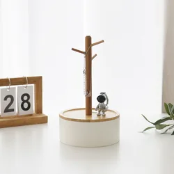 Nordic Creative Round Box Storage Branch Rack Living Room Bedroom Ring Earrings Pendant Desktop Shelf Display Rack