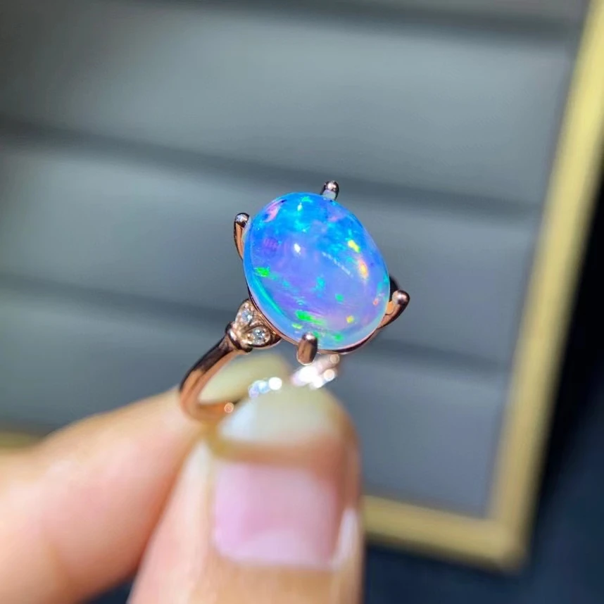 Big Size 9X11mm Natural Opal Ring for Daily Wear Real 925 Silver  Fashion Women Fine Jewelry Good Gift