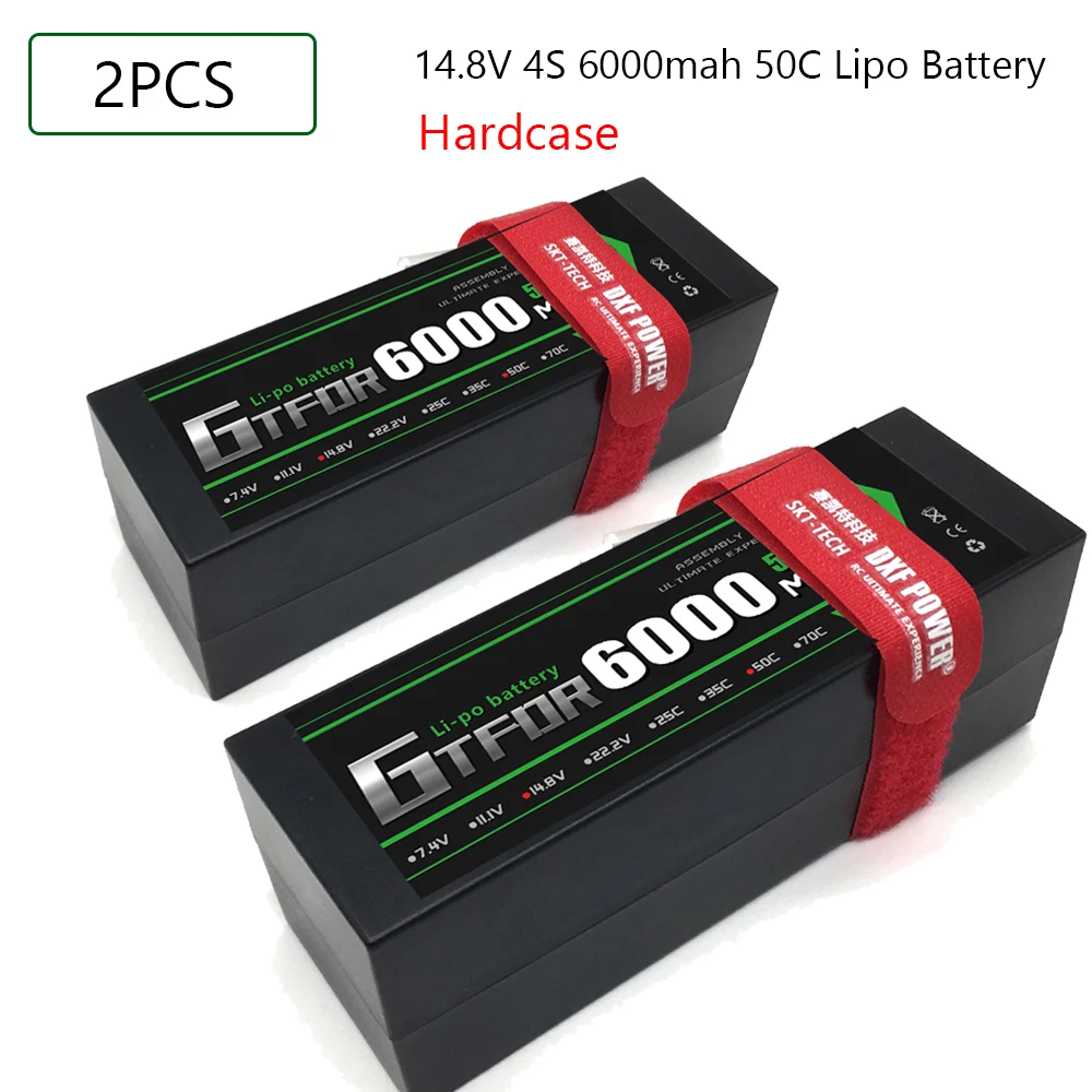 

GTFDR Lipo 4S Battery 14.8V 6000mah 50C T Deans XT60 EC5 XT90 XT90-S Hard Case For 1/10 1/8 Buggy Car Airplanes Boats RC Part