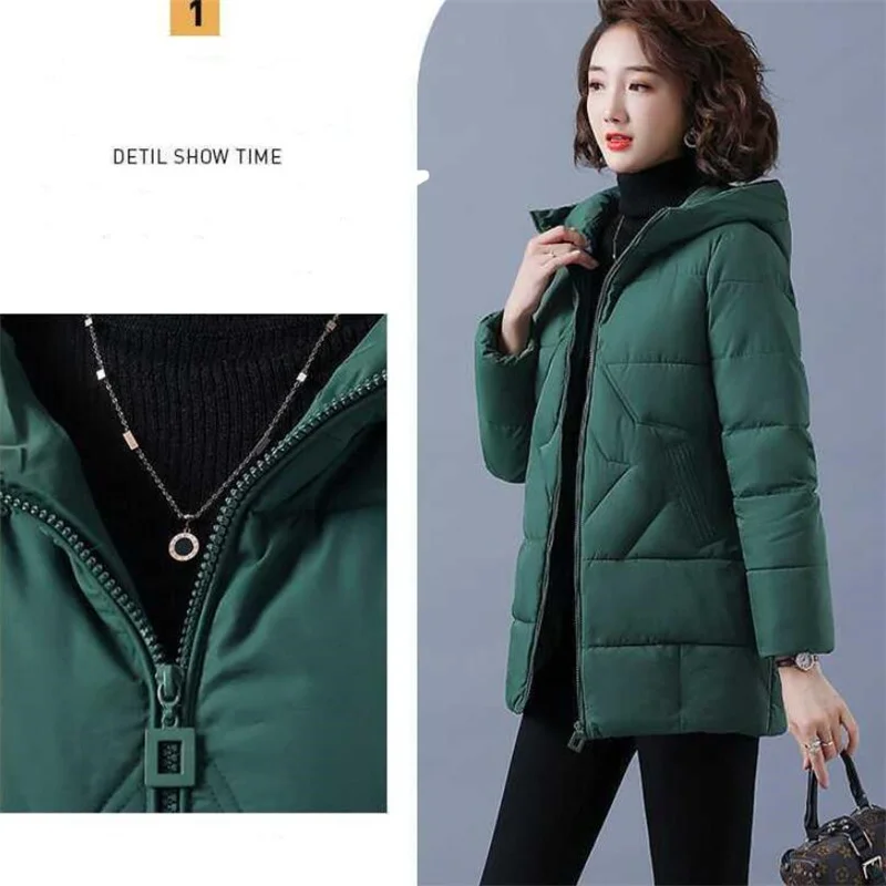 Loose Hooded Cotton Coat For Women New Winter Warm Parkas Female Thicken Outwear Padded Parka Overcoat Casual Zipper Long Jacket