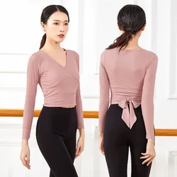 Camicia da ginnastica per body da ginnastica per balletto da ragazza camicia da cardigan da ballo a maniche lunghe camicia da allenamento per adulti con Base da balletto femminile