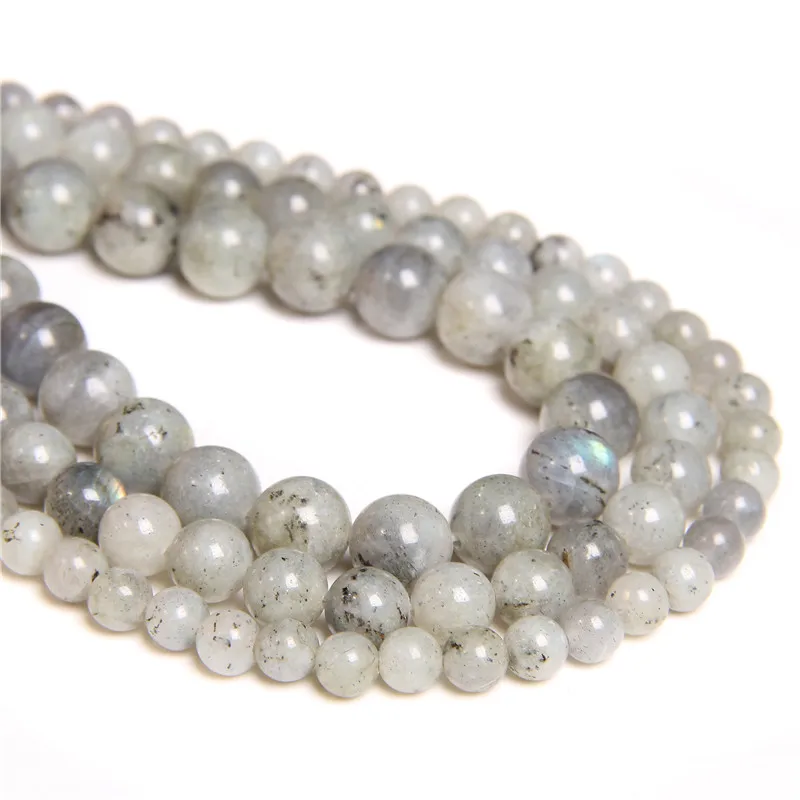 Nature Gray Moonstone Beads labradorite Stone Loose Polished Beads For Jewelry Making Bracelet Necklace Accessories 15.5\