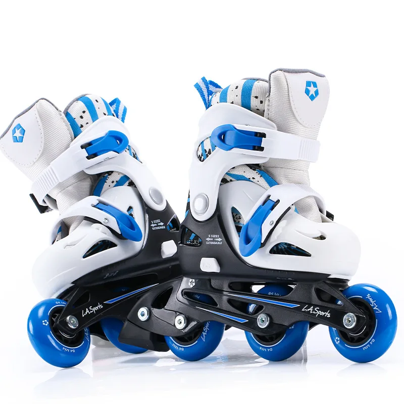 One Line Roller Skates for 3~10 years old Kids Inline Skate Roller Skating Shoes Helmet Knee Protector Gear Adjustable