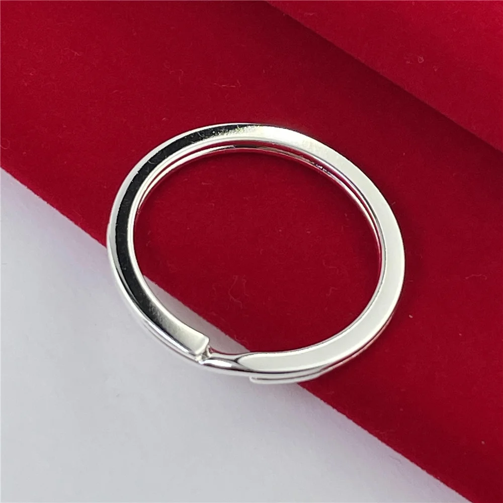 925 Silver Keychain Circle Shape Simple Keychain Fashion Jewelry Gift