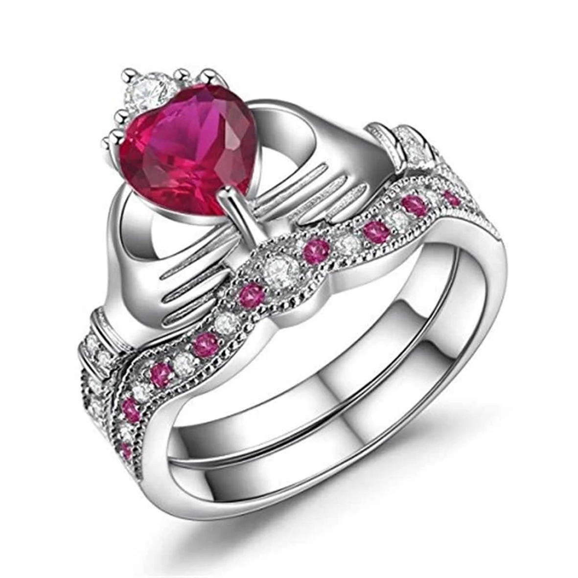 

New Trendy Pink Zircon Stone Ring Jewelry Exquisite Wedding Bands Custom Finger Ring