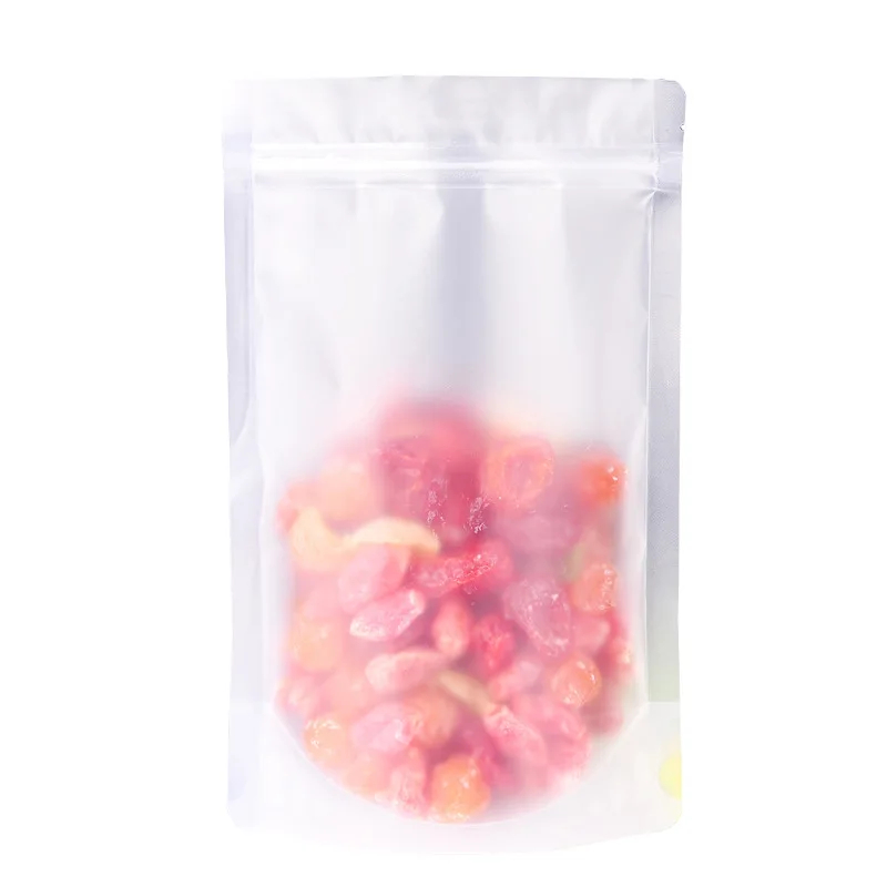 50pcs Transparent Frosted Self-Supporting Sealed Plastic Bags Frosted Self-sealing PE Dried Fruit Rice Sealed Plastic Food Bag