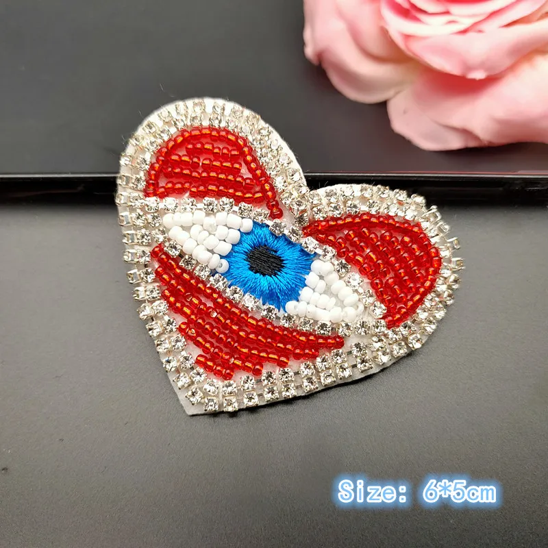 3D Handmade Rhinestone Beaded Patches Eyes Sew on Crystal Patch beading Applique Patch