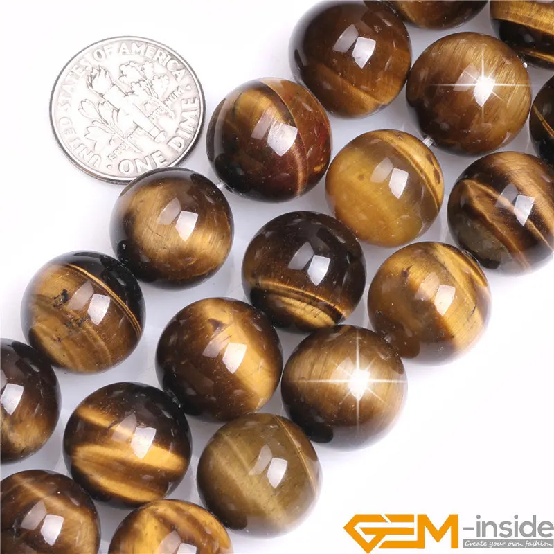 Natural Gem Stone Yellow Tiger\'s Eye Round Loose Beads For Jewelry Making Strand 15\