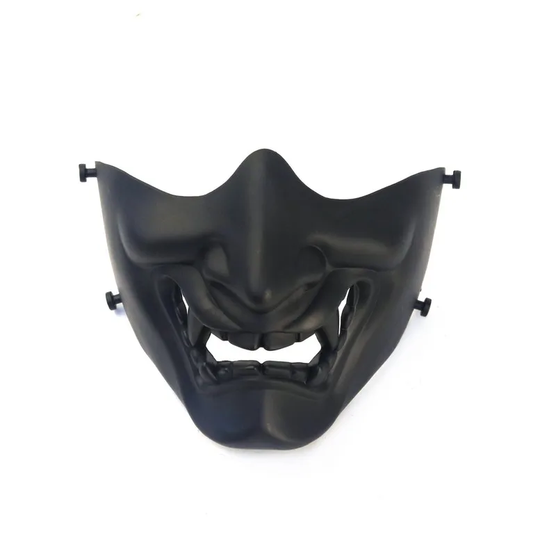 Tactical Half Face Mask Evil Demon Monster Helmet Samurai Hannya Oni Halloween Half Face Outdoor Game Mask Halloween Cosplay