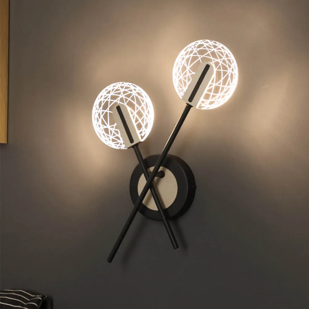 

Nordic Modern Art Wall Lamp Sconces Bedside Night Lights Loft Home Decor Living Study Bedroom LED Lighting Lampshade Rotate Lamp