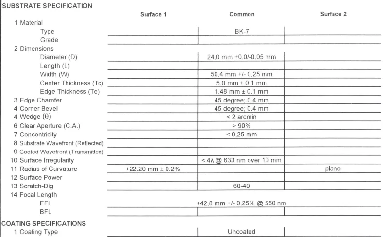N-BK7 Optische Plano Convex Cilindrische Lens 24X50.4X5Mm Radius22.2mm Center Thickness5mm EdgeThickness1.48mm