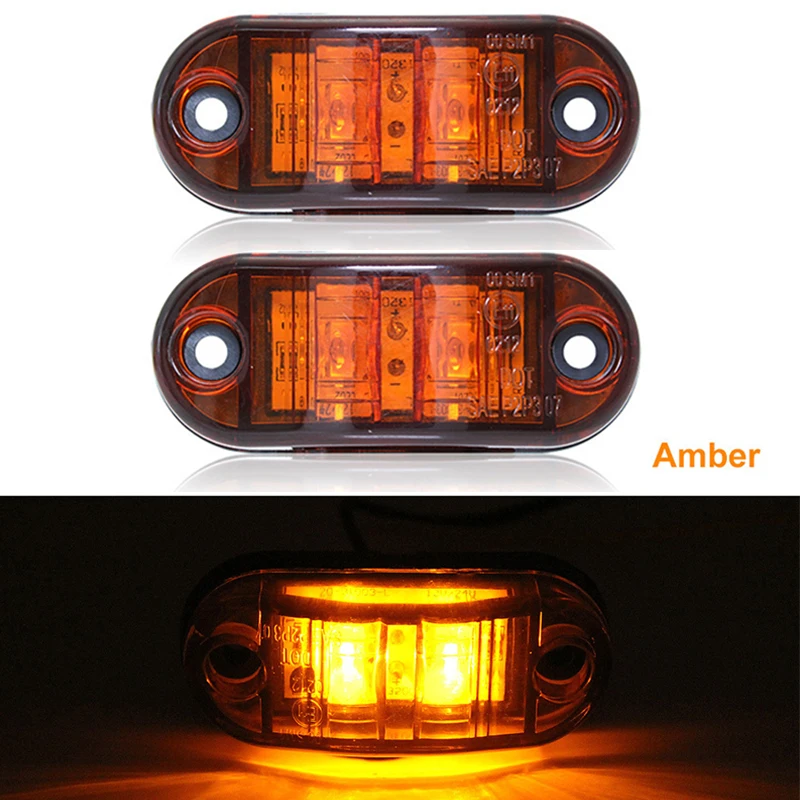 

2Pcs 12V 24V LED Side Marker Lights Car External Lights Warning Tail Light Auto Trailer 9-30v Truck Lorry Lamps yellow color