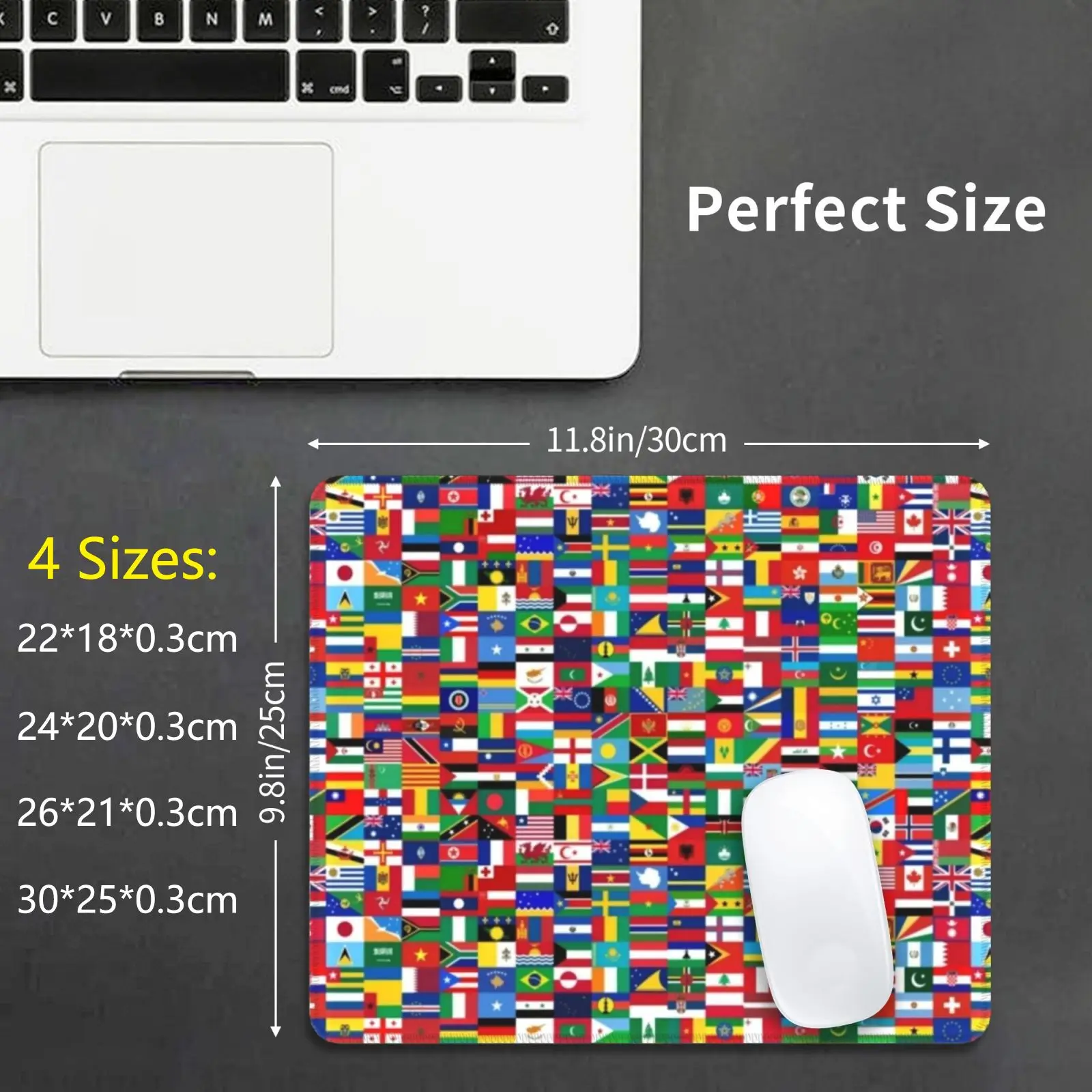 The World Mouse Pad DIY Print World The World Flags America Flag All Flags Funny Happy Kids World Flags