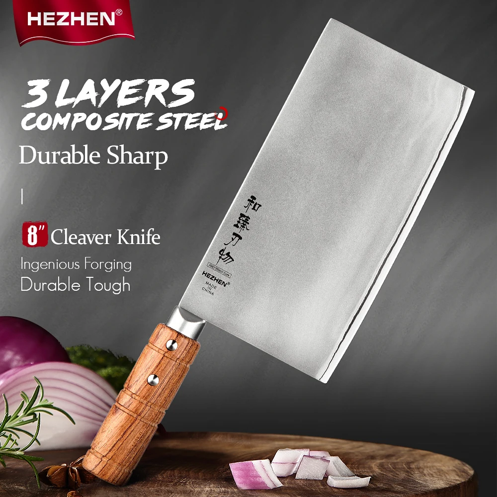 

HEZHEN 8 Inches Slice Knife Stainless Steel Chinese Handmade High Quality Cook KnifeKitchen Chef Knives Razor Sharp