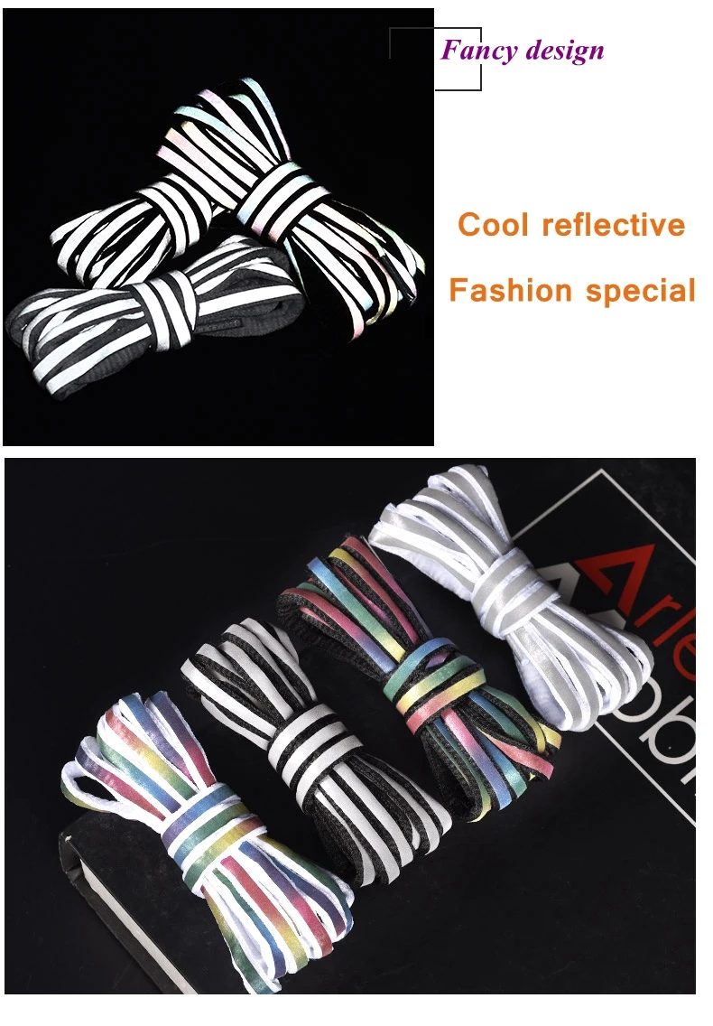 Reflektierende Schnürsenkel Laser-Pailletten-Schnürsenkel Geflochtenes Armband Sneaker-Laufschuh-Schnürsenkel für Erwachsene und Kinder – Detail 6