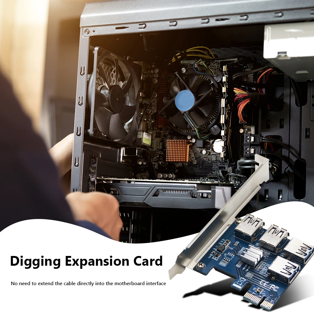 PCI E to PCIE Adapter 1 Turn 4 PCI Express Slot 1x to 16x USB 3.0 Riser Adapter Multiplier Card PCIe Converter for Miner Mining