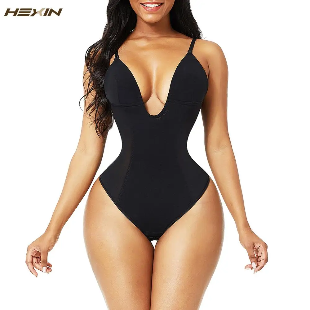 Women Corset Sexy Deep V Backless Bodysuit Waist Trainer Thong Shapewear Weeding Seamless Underwear Invisible Bra Body Shaper