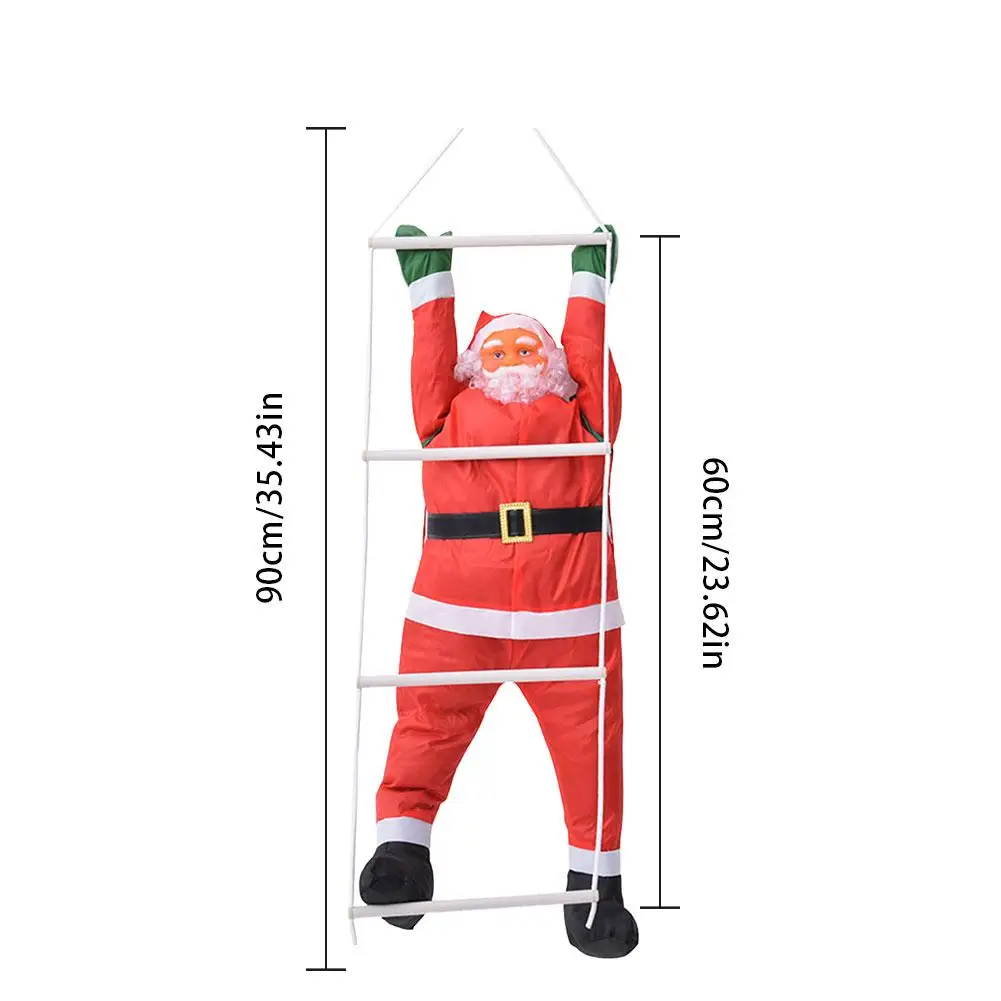 60cm corda de escalada escada papai noel decorações de natal ao ar livre papai noel com barba escalada chaminé boneca pingente presente