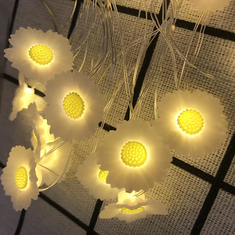 

PheiLa 3M 20LED Daisy String Lights Fairy Garland Light String Battery Operated for Easter Holiday Indoor Living Room Decor