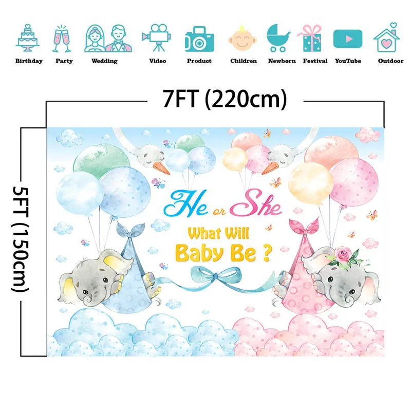 かわいい象の性別が明らかになる背景男の子または女の子赤ちゃんはサプライズパーティーの装飾とは何ですかベビーシャワーフローラルバナー