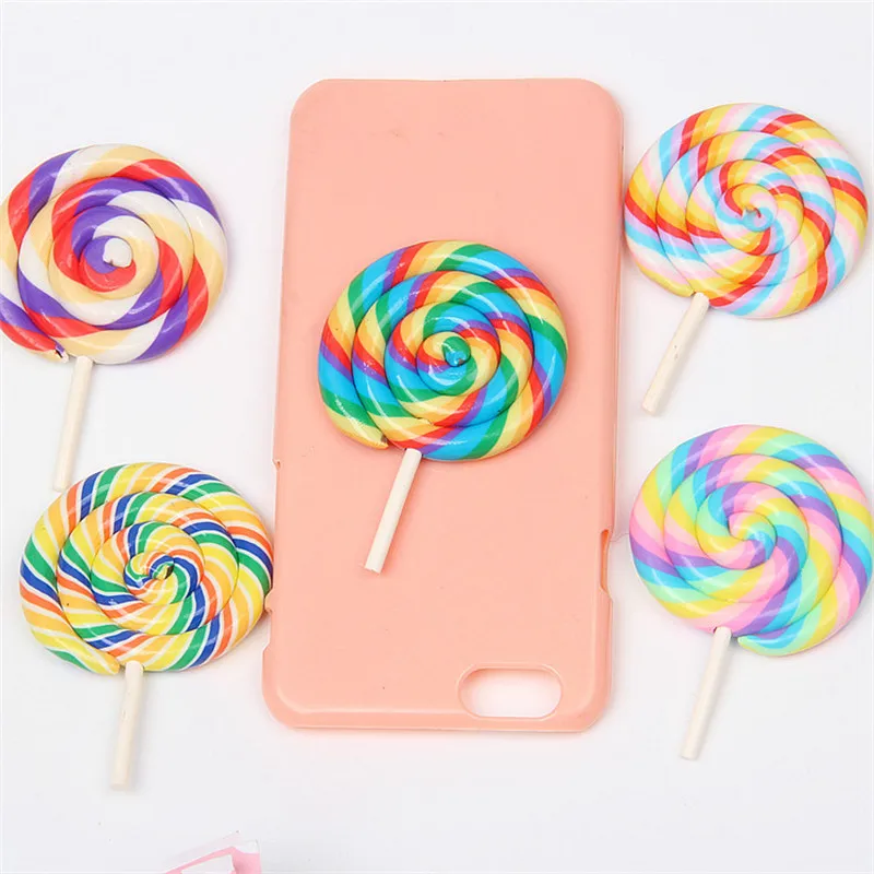 1pcs Big Clay Lollipop DIY Candy Slime Supplies Accessories Phone Case Decoration for Slime Filler Keychain Pendant