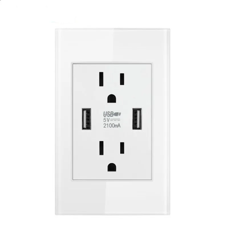American Standard  Dual Usb Socket Panel  Three-Hole Power Socket Canada  Taiwan Japan3.1A2.1A  New Fast Charging Source Socket