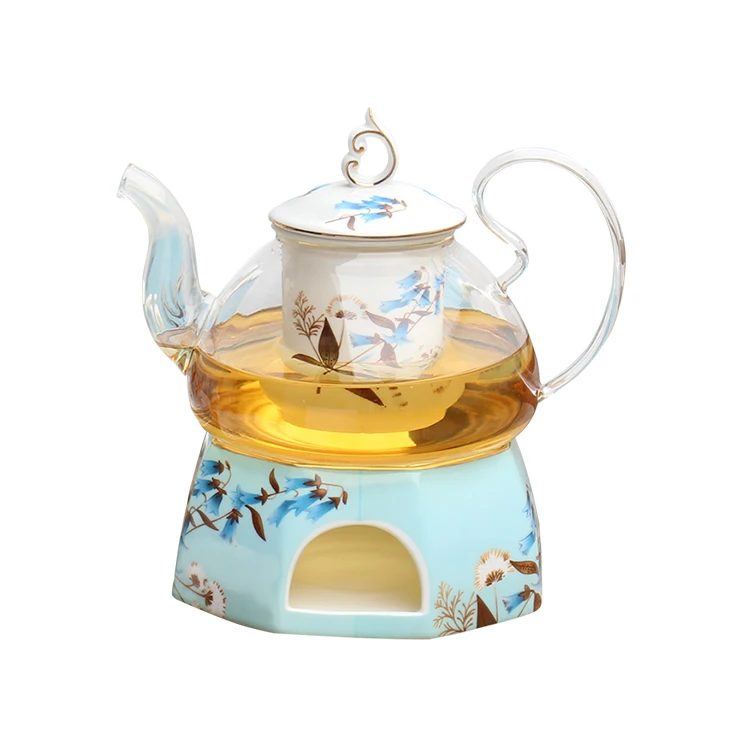 Tea pot flower tea pot fruit pot set ceramic glass afternoon flower tea cup tea set candle heating tea heater