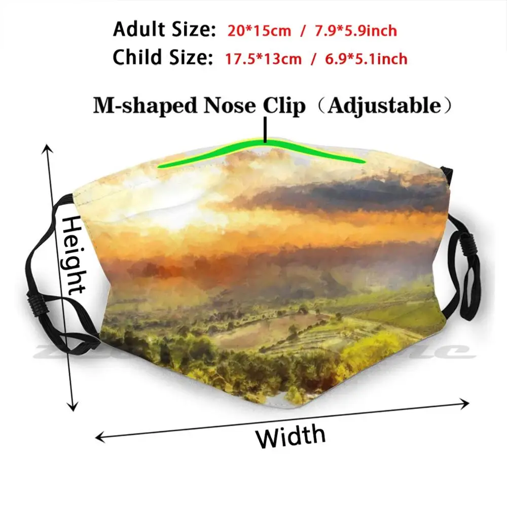 Chianti , Tuscany Mask Cloth Reusable Print Filter Washable Tuscany Hills Of Tuscany Chianti Chianti Region Chianti Hills