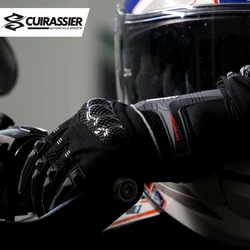 Cuirassier Summer Gloves Men Motorcycle Breathable &Hard Knuckle Hand Protection Design Touchscreen Riding Gloves Moto Cycling