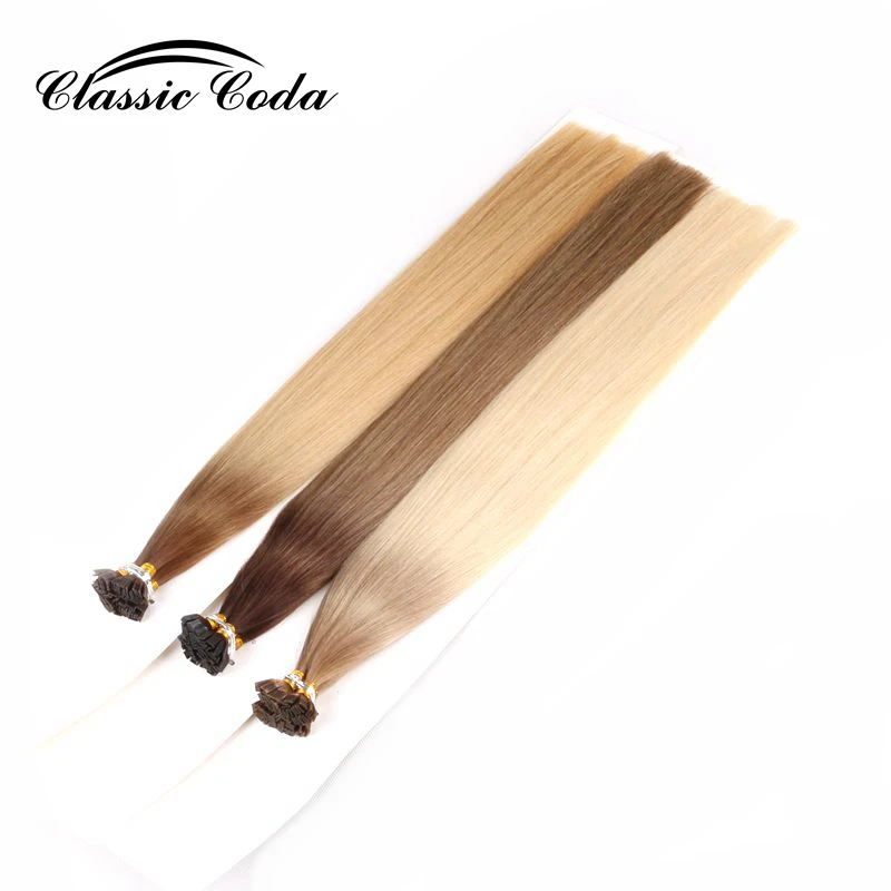 Extensions de cheveux naturels Remy à cuticule classique Coda, 1 g/s, 20 pouces, 22 pouces, couleur brune, kératine, pré-collées