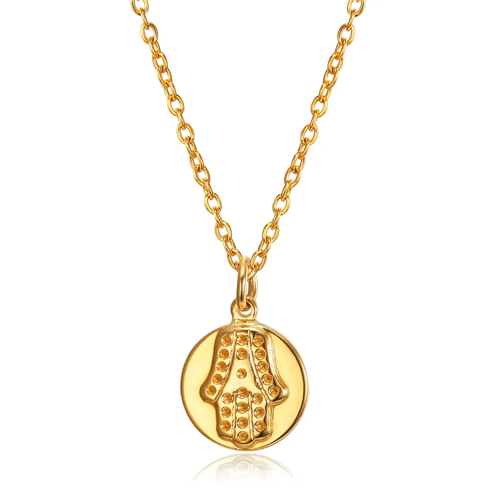 

Women Hamsa Hand of Fatima Necklace Gold Color Stainless Steel Palm Fatima Pendant & Chain Turkish Luck Jewelry